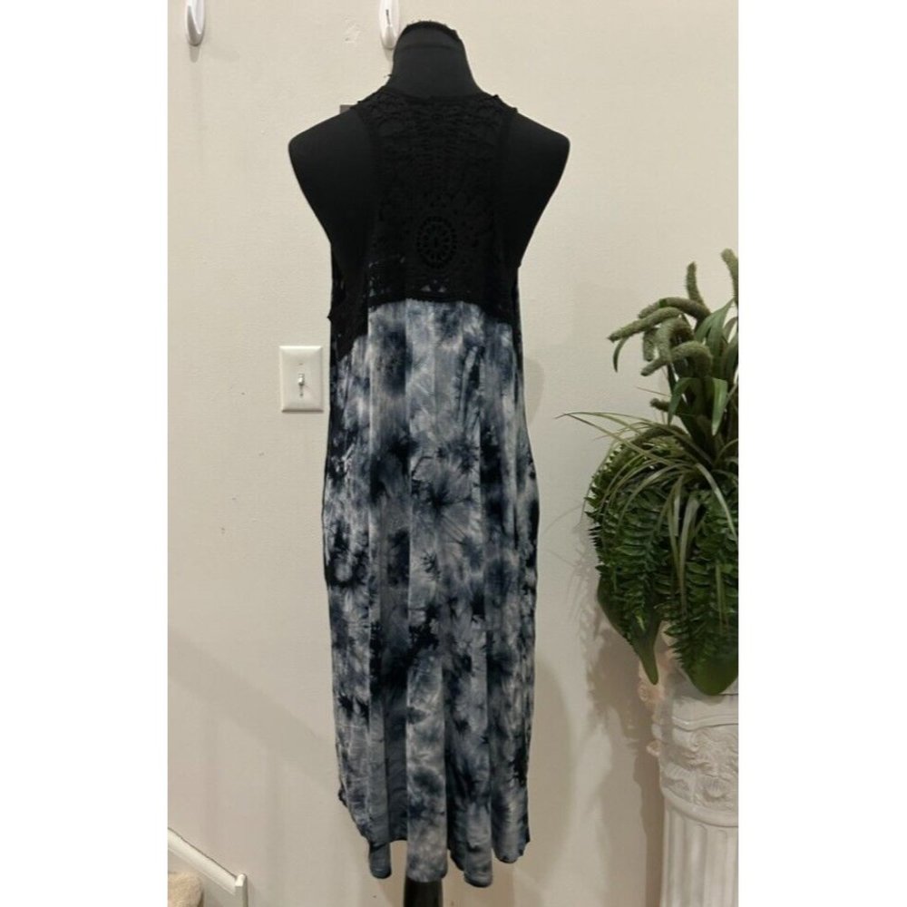 NWT Lane Bryant Women's Blue Tie Dye Crochet Tank Dress Stretch Dress Size 18/20 - Picture 3 of 6